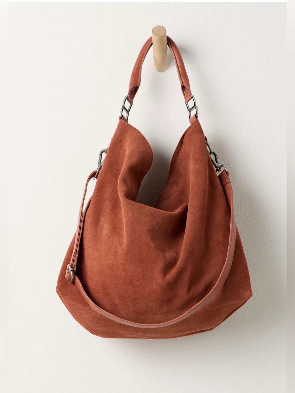 NWT Free People Suzie Suede Slouchy Tote Bag - Light Blue - Picture 7 of 8